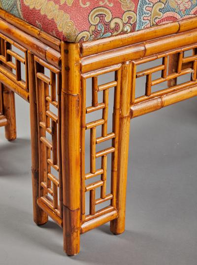 Chinese Bamboo Upholstered Bench
