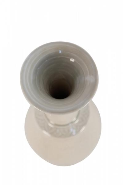 Chinese Beige Carved Floral Pattern Porcelain Vase