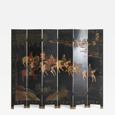 Chinese Black Lacquer Screen