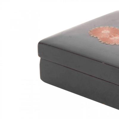 Chinese Black Lacquered Box With Flowers