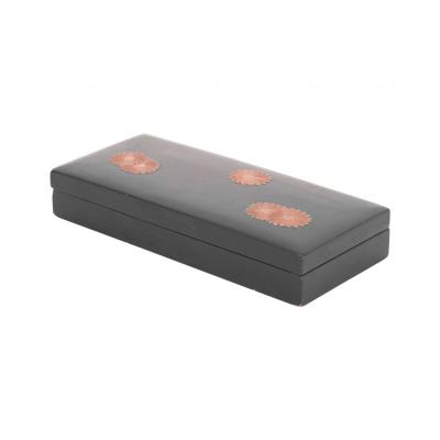 Chinese Black Lacquered Box With Flowers