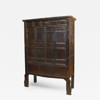 Chinese Black Lacquered Elm Cabinet