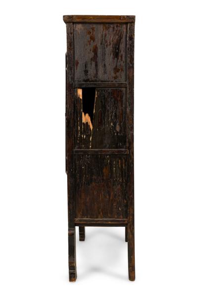 Chinese Black Lacquered Elm Cabinet