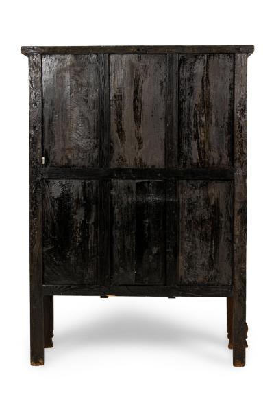 Chinese Black Lacquered Elm Cabinet