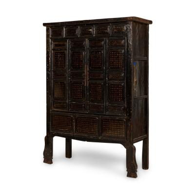 Chinese Black Lacquered Elm Cabinet