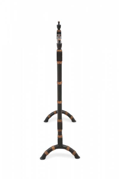 Chinese Black Painted Faux Bamboo and Gold Florals Fireplace Screen