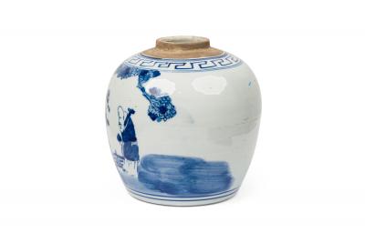 Chinese Blue White Porcelain Covered Jars with Figural Scenes