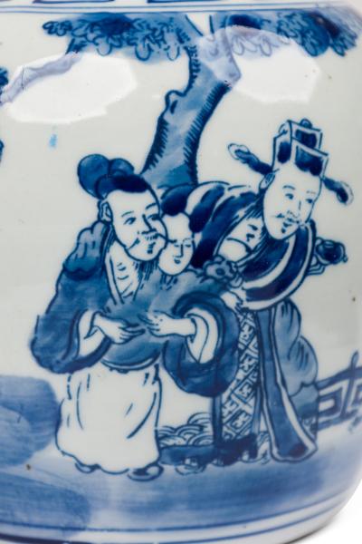 Chinese Blue White Porcelain Covered Jars with Figural Scenes