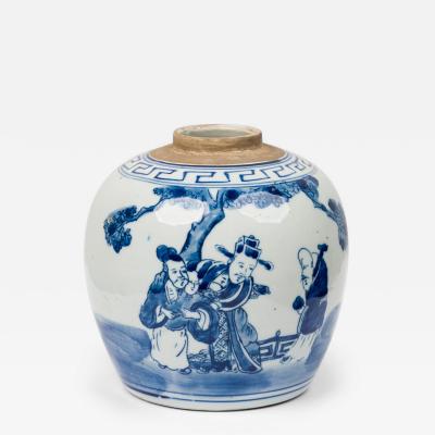 Chinese Blue White Porcelain Covered Jars with Figural Scenes