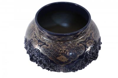 Chinese Blue and Gold Painted Lidded Porcelain Pot