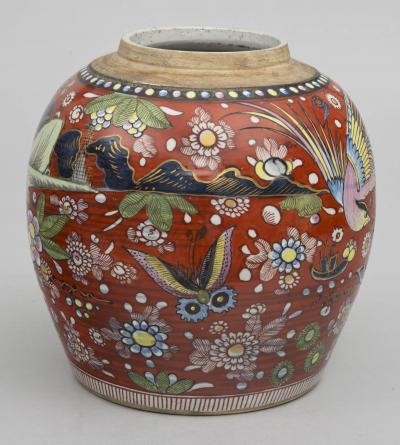 Chinese Blue and White Clobberd Jar Circa 1780