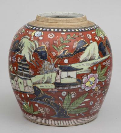 Chinese Blue and White Clobberd Jar Circa 1780