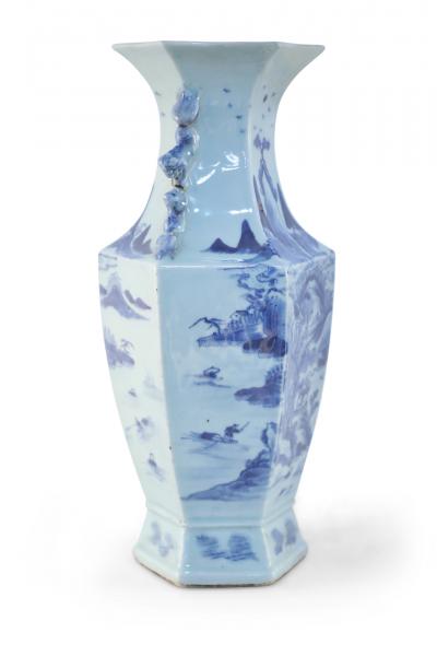 Chinese Blue and White Hexagonal Porcelain Vase