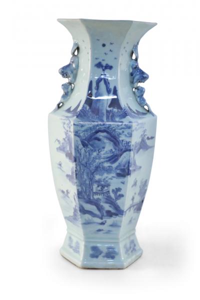 Chinese Blue and White Hexagonal Porcelain Vase