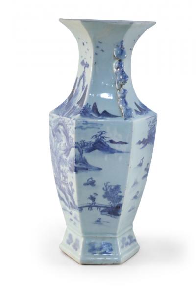 Chinese Blue and White Hexagonal Porcelain Vase