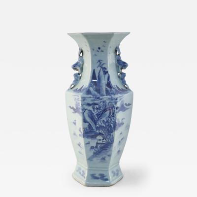 Chinese Blue and White Hexagonal Porcelain Vase