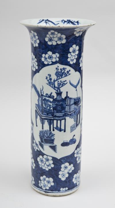 Chinese Blue and White Open Vase Circa 1890