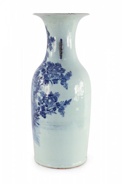 Chinese Blue and White Peacock Motif Porcelain Urn