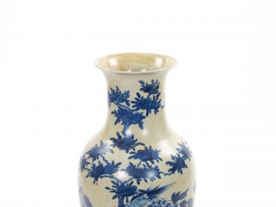 Chinese Blue and White Porcelain Decorative Vase Phoenix Decoration 14 3 4 in
