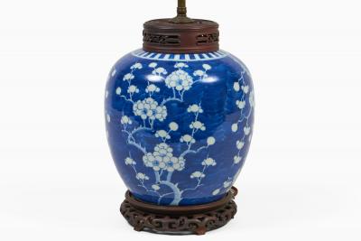 Chinese Blue and White Porcelain Prunus Ginger Jar Lamp