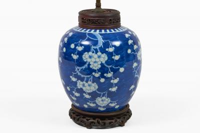 Chinese Blue and White Porcelain Prunus Ginger Jar Lamp