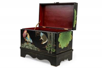 Chinese Box on Base with Paintings of Birds and Plants