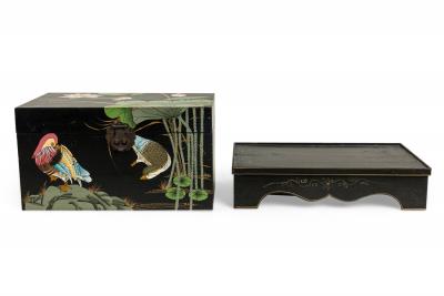 Chinese Box on Base with Paintings of Birds and Plants