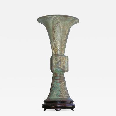 Chinese Bronze Beaker Gu Vase