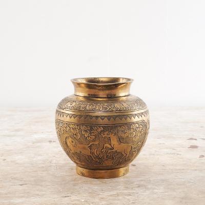 Chinese Bronze Vase Decorated with Horses