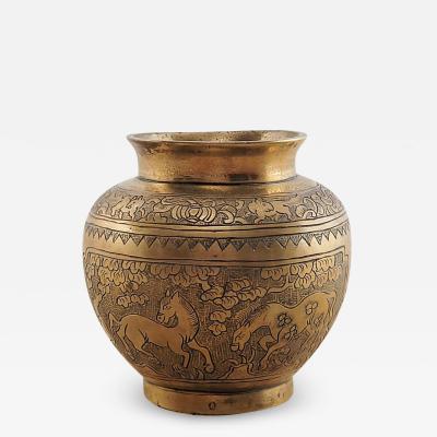 Chinese Bronze Vase Decorated with Horses