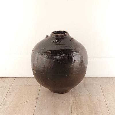 Chinese Brown Glazed Stoneware Martaban Jar circa 1850