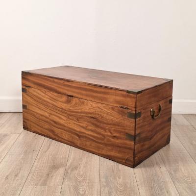 Chinese Camphor Brass Mounted Campaign Trunk circa 1890