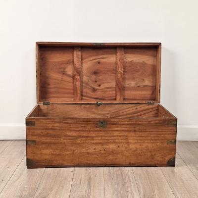 Chinese Camphor Brass Mounted Campaign Trunk circa 1890
