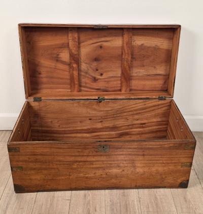 Chinese Camphor Brass Mounted Campaign Trunk circa 1890