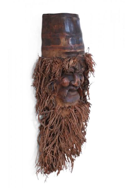 Chinese Carved Bamboo Root Face Wall Hanging