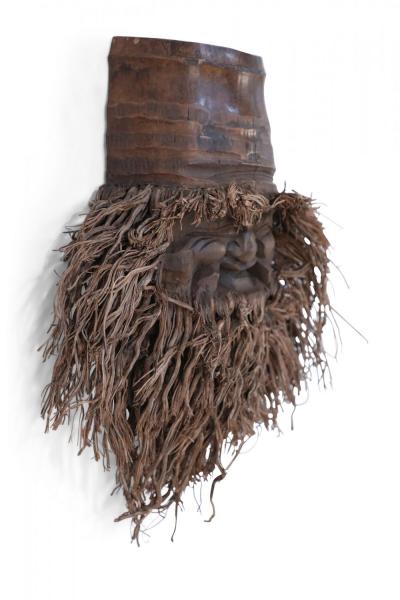 Chinese Carved Bamboo Root Face Wall Hanging