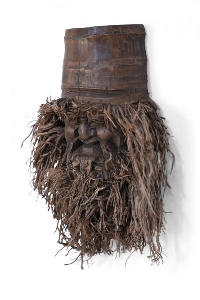 Chinese Carved Bamboo Root Face Wall Hanging