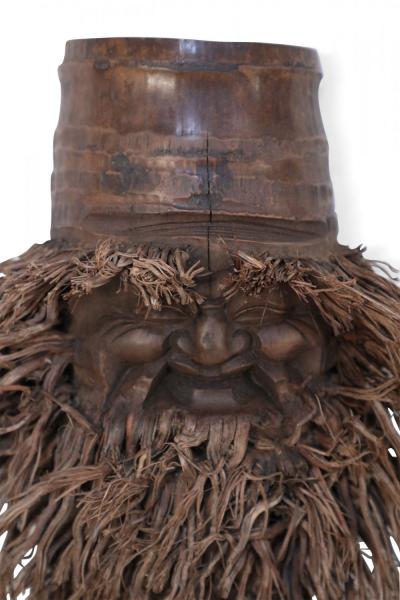 Chinese Carved Bamboo Root Face Wall Hanging