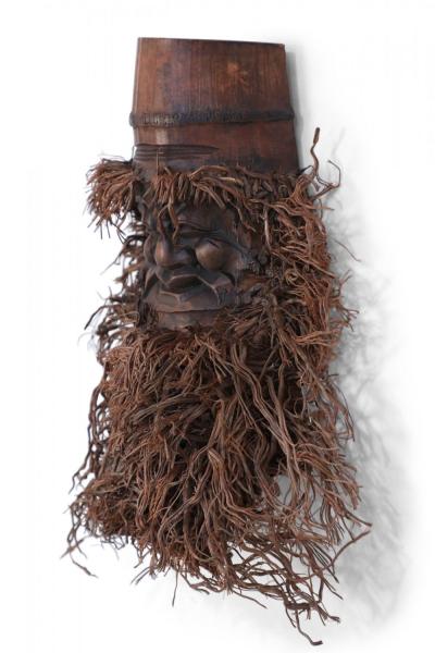 Chinese Carved Bamboo Root Face Wall Hanging