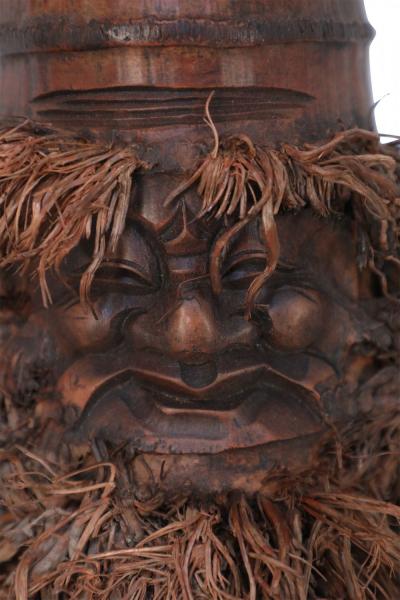 Chinese Carved Bamboo Root Face Wall Hanging