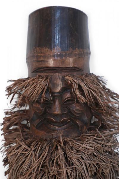 Chinese Carved Bamboo Root Face Wall Hanging