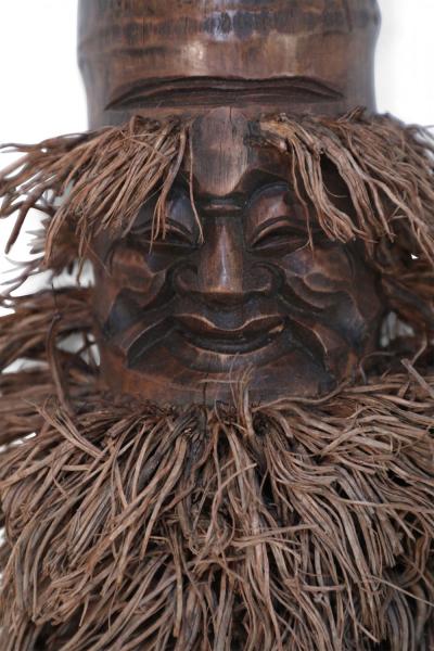 Chinese Carved Bamboo Root Face Wall Hanging