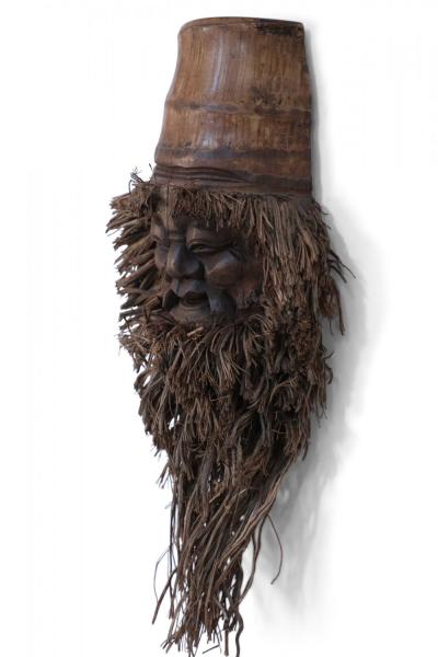 Chinese Carved Bamboo Root Face Wall Hanging