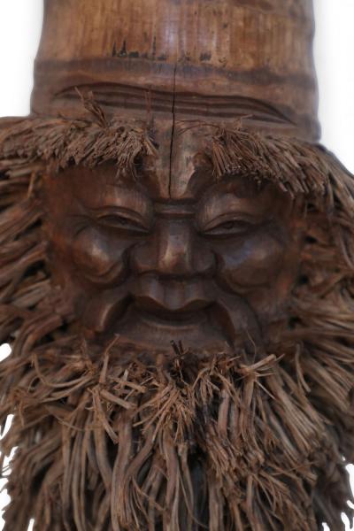 Chinese Carved Bamboo Root Face Wall Hanging