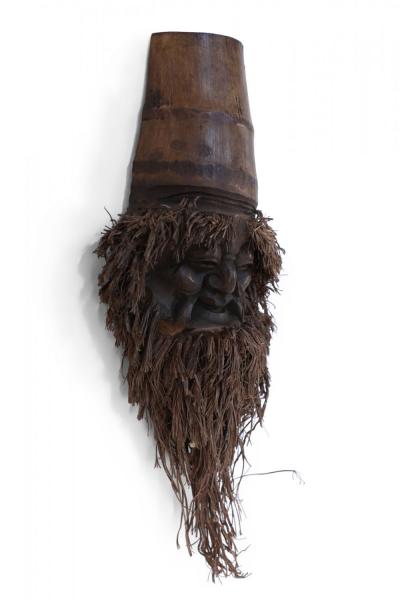 Chinese Carved Bamboo Root Face Wall Hanging