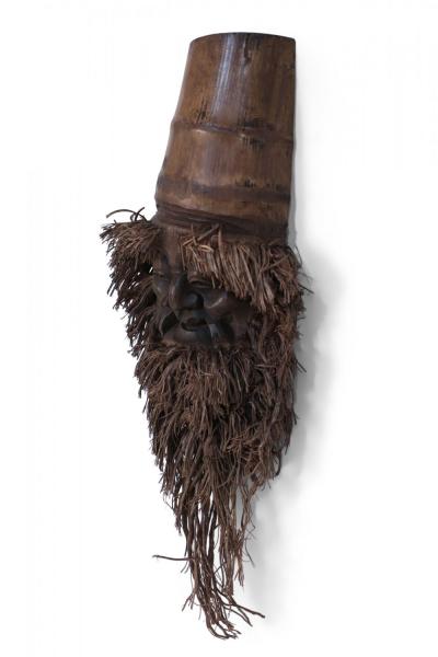 Chinese Carved Bamboo Root Face Wall Hanging
