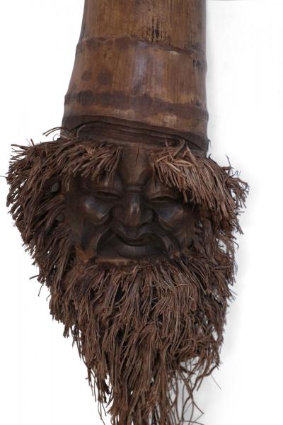 Chinese Carved Bamboo Root Face Wall Hanging