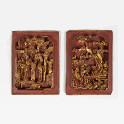 Chinese Carved Decorative Panels Pair