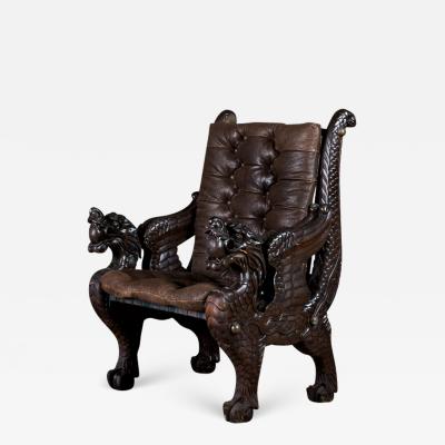 Chinese Carved Dragon Armchair