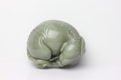 Chinese Carved Jade Elephant with its Head Turned Caressing its Tail China